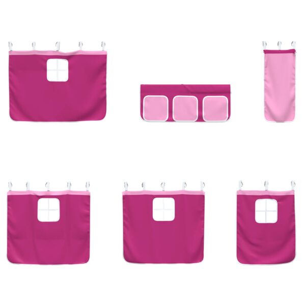 vidaXL Rám poschodovej postele pre deti s závesmi Biela a ružová – Obrázok 8