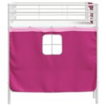 vidaXL Rám poschodovej postele pre deti s závesmi Biela a ružová – Obrázok 9