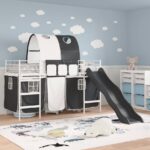 vidaXL Rám poschodovej postele pre deti Biela a čierna 90 x 190 cm Kov – Obrázok 3