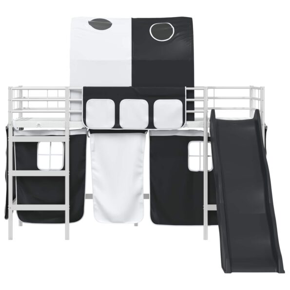 vidaXL Rám poschodovej postele pre deti Biela a čierna 90 x 190 cm Kov – Obrázok 6