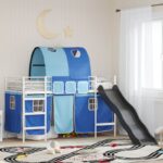 vidaXL Rám poschodovej postele pre deti Biela a modrá 75 x 190 cm Kov