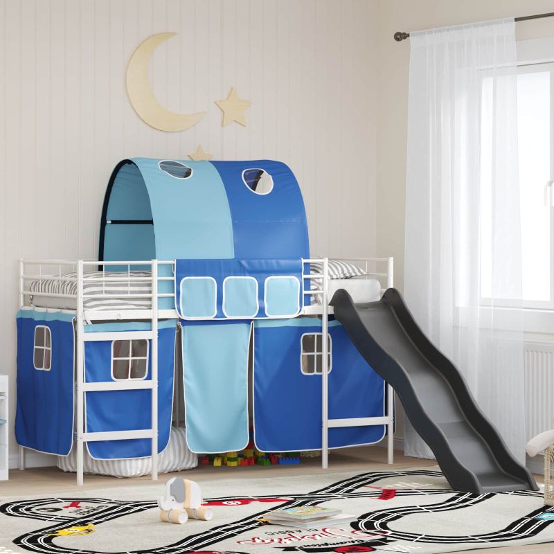 42020857_1.jpg vidaXL Rám poschodovej postele pre deti Biela a modrá 75 x 190 cm Kov – Obrázok 1