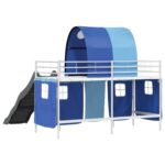 vidaXL Rám poschodovej postele pre deti Biela a modrá 75 x 190 cm Kov – Obrázok 10