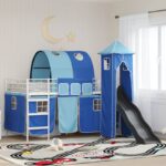 vidaXL Rám poschodovej postele pre deti Biela a modrá 80 x 200 cm Kov