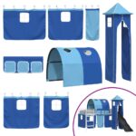 vidaXL Rám poschodovej postele pre deti Biela a modrá 80 x 200 cm Kov – Obrázok 7