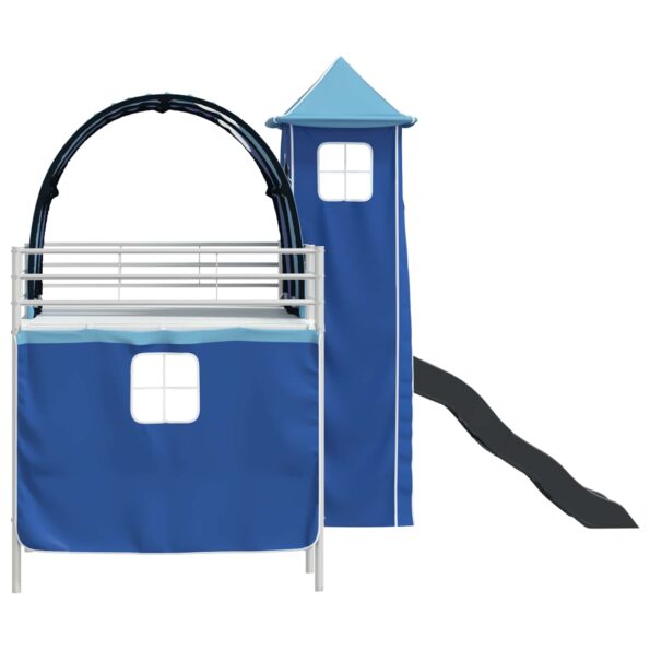 vidaXL Rám poschodovej postele pre deti Biela a modrá 80 x 200 cm Kov – Obrázok 9