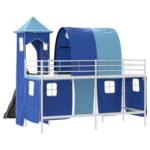 vidaXL Rám poschodovej postele pre deti Biela a modrá 100 x 190 cm Kov – Obrázok 10
