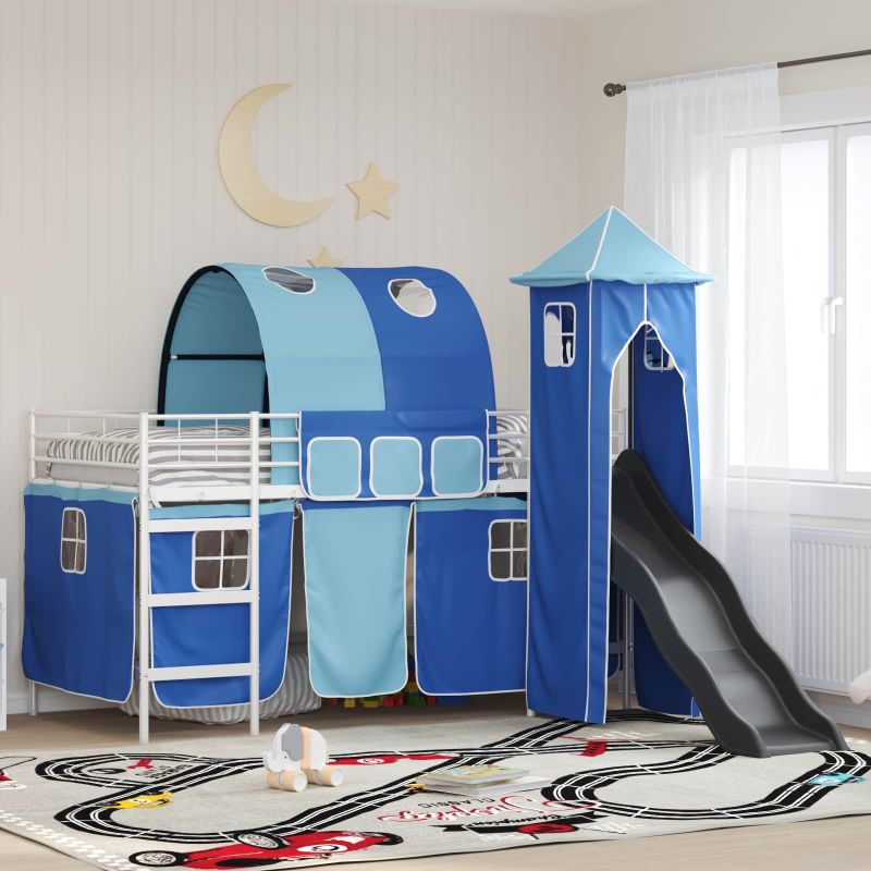 42020905_1.jpg vidaXL Rám poschodovej postele pre deti Biela a modrá 107 x 200 cm Kov – Obrázok 1