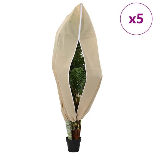 vidaXL Covers na fleece pre ochranu rastlín pred mrazom 5 pcs Béžová – Obrázok 4