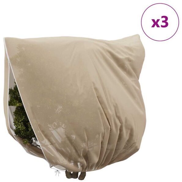 vidaXL Covers na fleece pre ochranu rastlín pred mrazom 3 pcs Béžová – Obrázok 4