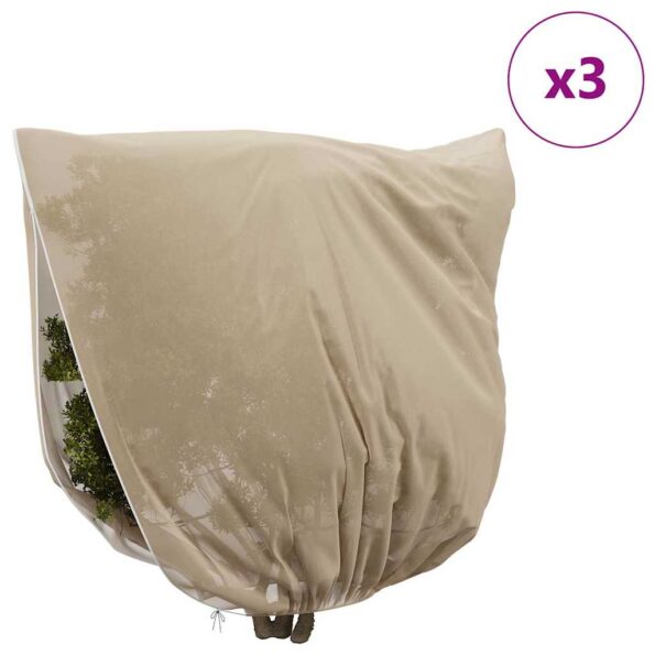 vidaXL Covers na fleece pre ochranu rastlín pred mrazom 3 pcs Béžová – Obrázok 4