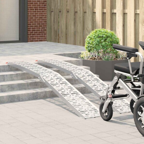 vidaXL Nakladacia rampy 2 pcs Strieborná 222 x 29 x 14 cm Hliník – Obrázok 3