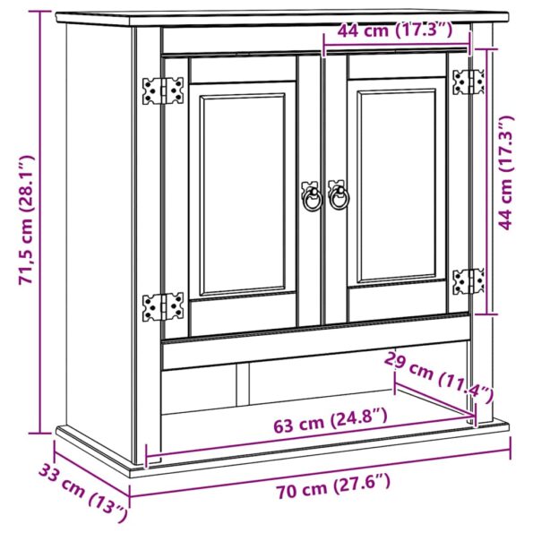 vidaXL Závesná skrinka s úložiskom Corona Biela 70 x 33 x 71,5 cm – Obrázok 10