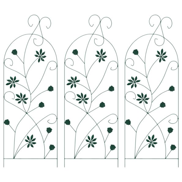 vidaXL Záhradný plot 3 pcs Zelená 112 x 39,5 cm Oceľ – Obrázok 2