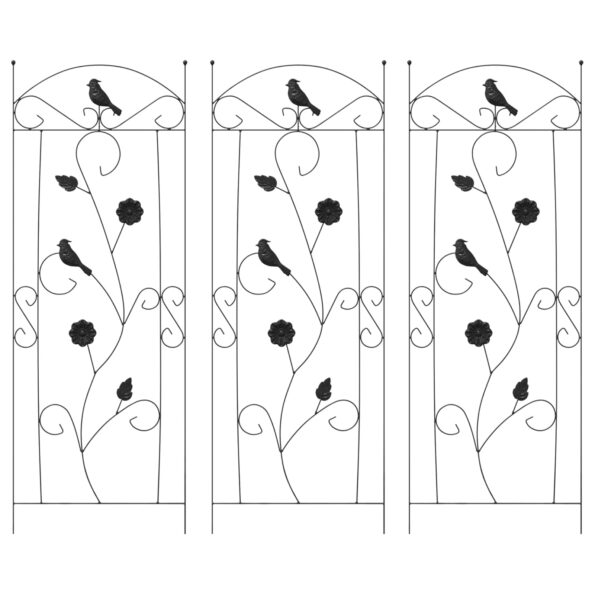 vidaXL Záhradný plot Treláž 3 pcs Čierna 112 x 40 cm Oceľ – Obrázok 2