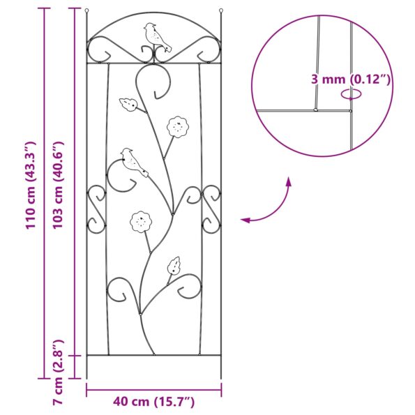 vidaXL Záhradný plot Treláž 3 pcs Čierna 112 x 40 cm Oceľ – Obrázok 9