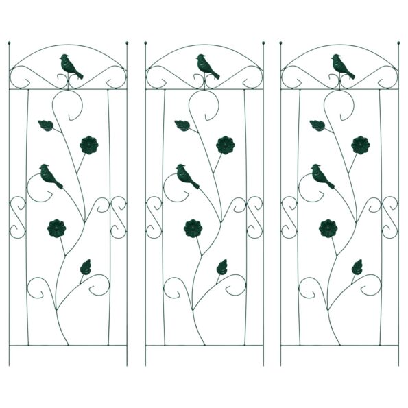 vidaXL Záhradný plot 3 pcs Zelená 110 x 40 cm Oceľ – Obrázok 2