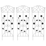 vidaXL Záhradný plot 3 pcs Čierna 110,5 x 42,5 cm Oceľ – Obrázok 2