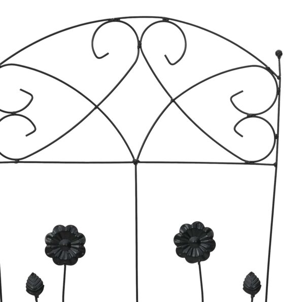 vidaXL Záhradný plot 3 pcs Čierna 110,5 x 42,5 cm Oceľ – Obrázok 7