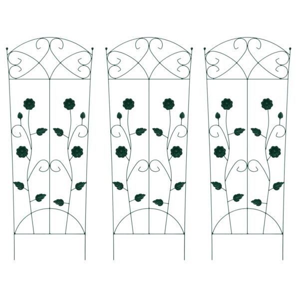 vidaXL Záhradný plot 3 pcs Zelená 110,5 x 42,5 cm Oceľ – Obrázok 2