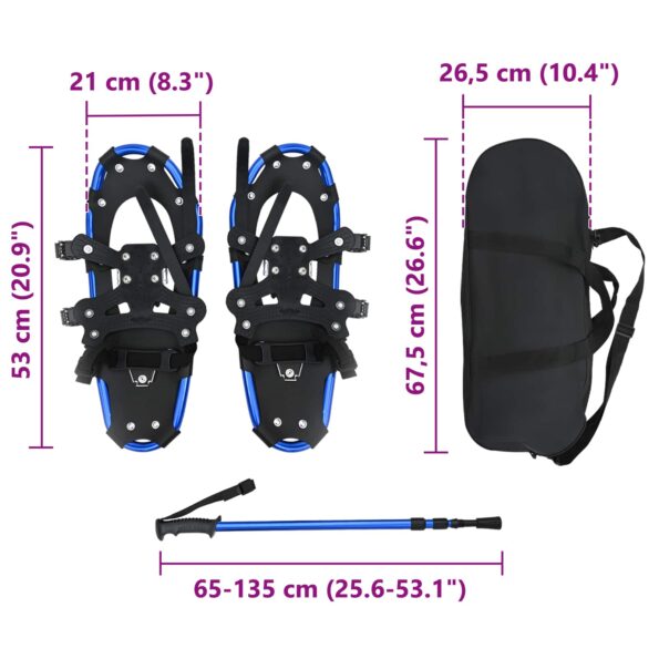 vidaXL 3 v 1 snežnice s turistickými palicami Modrá a čierna – Obrázok 7