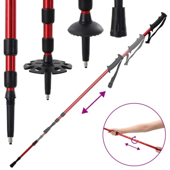 vidaXL 3 v 1 snežnice s turistickými palicami Červená a čierna – Obrázok 6