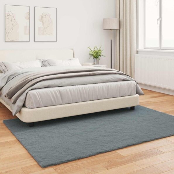 vidaXL Koberec z umelej králikovej kožušiny Antracit 120 x 170 cm – Obrázok 4