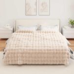 vidaXL Umelý králičí kožušinový pléd Béžová 240 x 270 cm Polyester – Obrázok 4