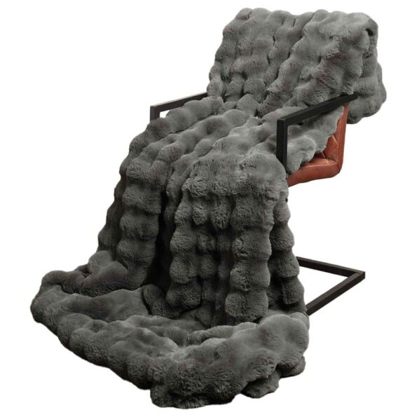 vidaXL Umelý králičí kožušinový pléd Tmavo šedá 130 x 150 cm Polyester – Obrázok 3