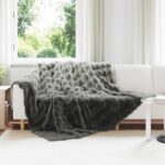 vidaXL Umelý králičí kožušinový pléd Tmavo šedá 240 x 270 cm Polyester