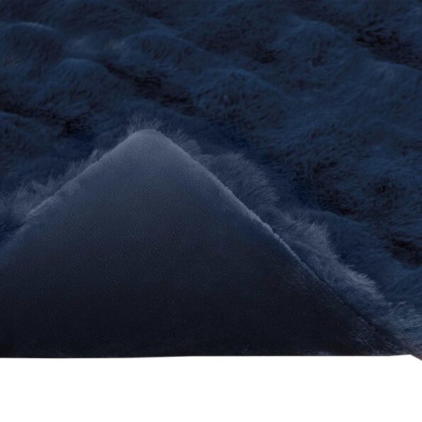 vidaXL Umelý králičí kožušinový pléd 4 pcs Námornícka modrá – Obrázok 8