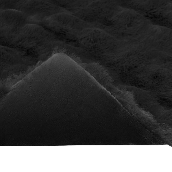 vidaXL Umelý králičí kožušinový pléd Čierna 220 x 240 cm Polyester – Obrázok 7