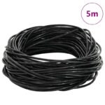 vidaXL Kožená šnúrka Čierna Ø2 mm x 5 m Koža