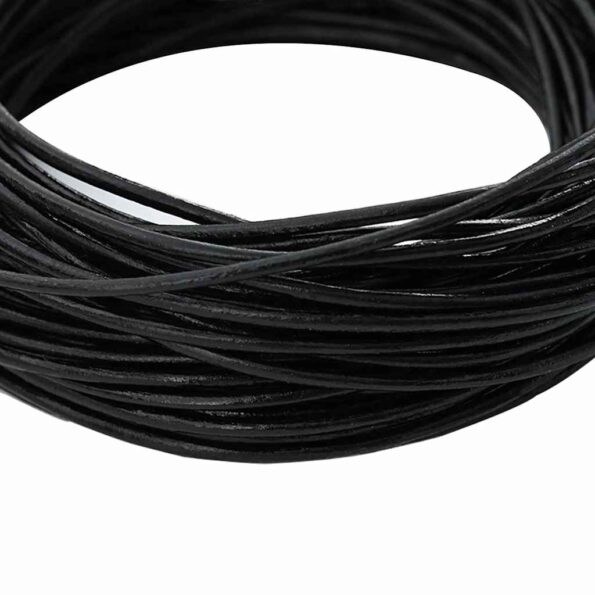 vidaXL Kožená šnúrka Čierna Ø2 mm x 10 m Koža – Obrázok 2