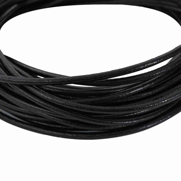 vidaXL Kožená šnúrka Čierna Ø2,5 mm x 10 m Koža – Obrázok 2