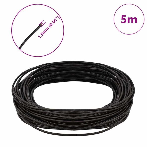 vidaXL Kožená šnúrka Tmavohnedá Ø1,5 mm x 5 m Koža – Obrázok 5