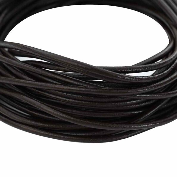 vidaXL Kožená šnúrka Tmavohnedá Ø2,5 mm x 50 m Koža – Obrázok 2