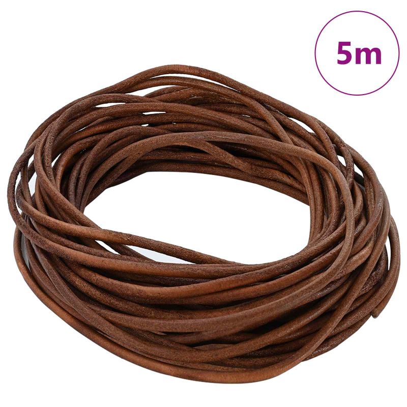 42022000_2.jpg vidaXL Kožená šnúrka Svetlohnedá Ø2,5 mm x 5 m Koža – Obrázok 1