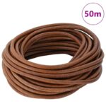 vidaXL Kožená šnúrka Svetlohnedá Ø4 mm x 50 m Koža