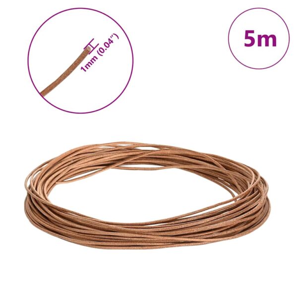 vidaXL Kožená šnúrka Hnedá Ø1 mm x 5 m Koža – Obrázok 5