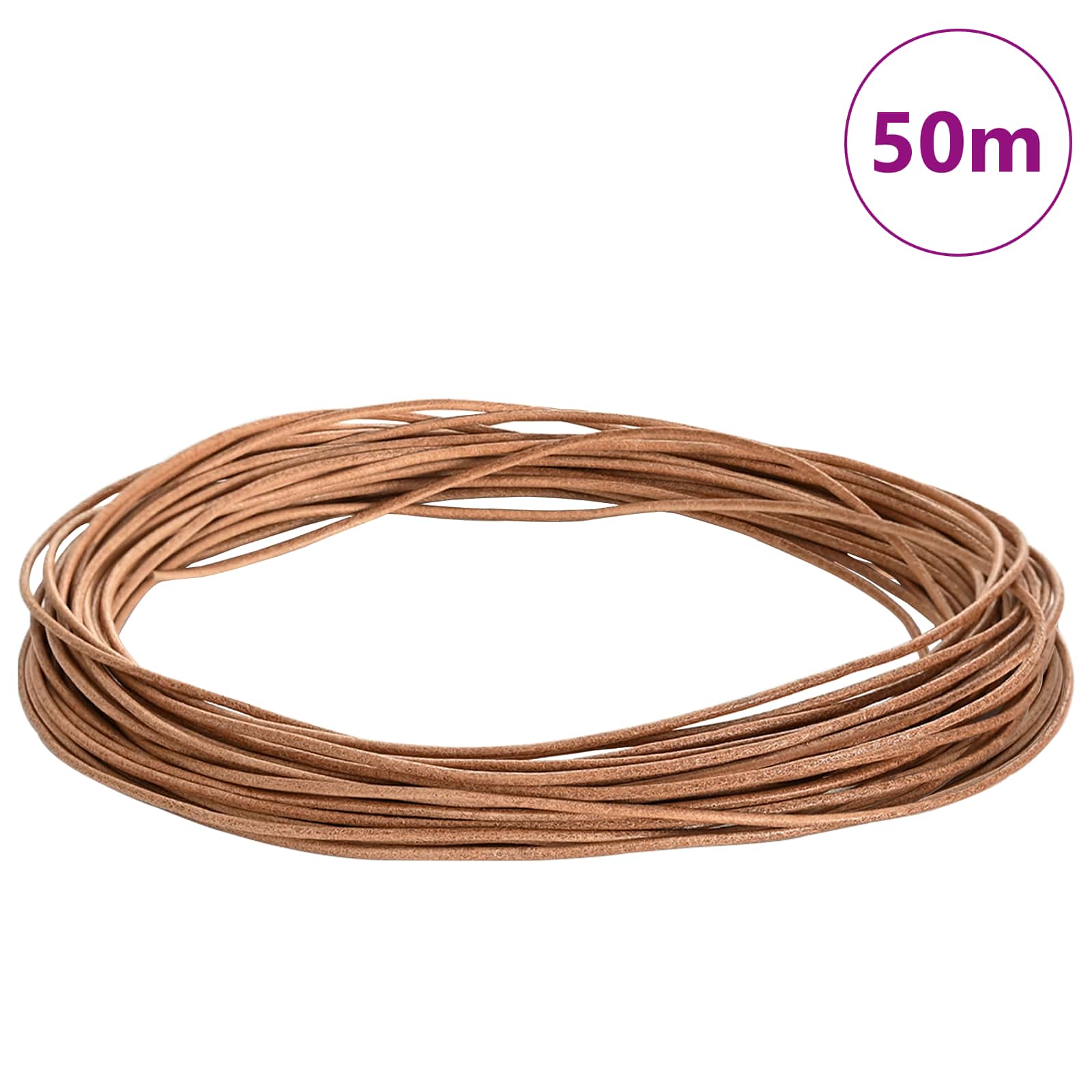 42022014_2.jpg vidaXL Kožená šnúrka Hnedá Ø1 mm x 50 m Koža – Obrázok 1