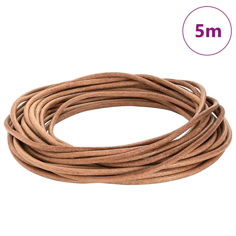 42022027_2.jpg vidaXL Kožená šnúrka Hnedá Ø4 mm x 5 m Koža – Obrázok 1