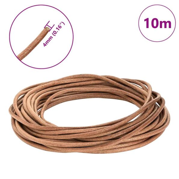 vidaXL Kožená šnúrka Hnedá Ø4 mm x 10 m Koža – Obrázok 5