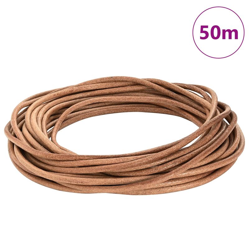 42022029_2.jpg vidaXL Kožená šnúrka Hnedá Ø4 mm x 50 m Koža – Obrázok 1