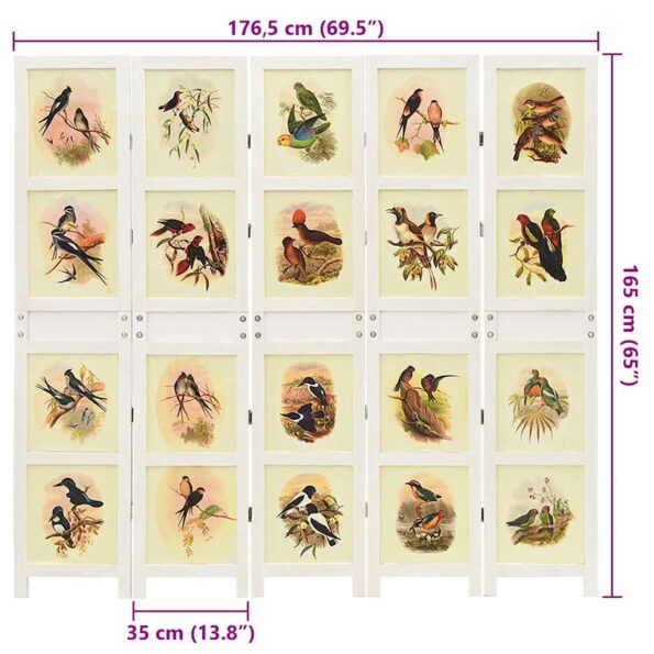 vidaXL Romdivider Panel Biela 212 x 165 cm MDF – Obrázok 6