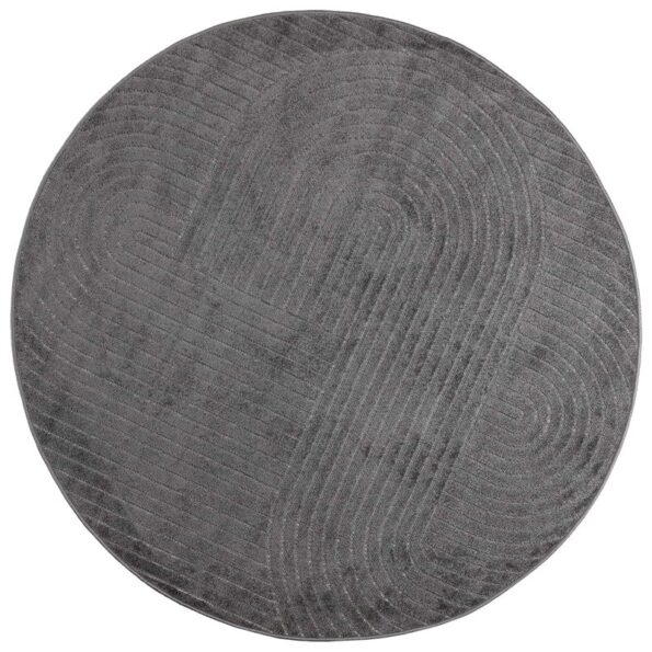 vidaXL Kusové koberce Okrúhly PALMERAS Antracit Ø 200 CM Polyester – Obrázok 2