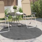 vidaXL Kusové koberce Okrúhly PALMERAS Antracit Ø 200 CM Polyester – Obrázok 3