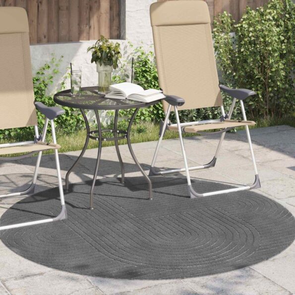 vidaXL Kusové koberce Okrúhly PALMERAS Antracit Ø 200 CM Polyester – Obrázok 3