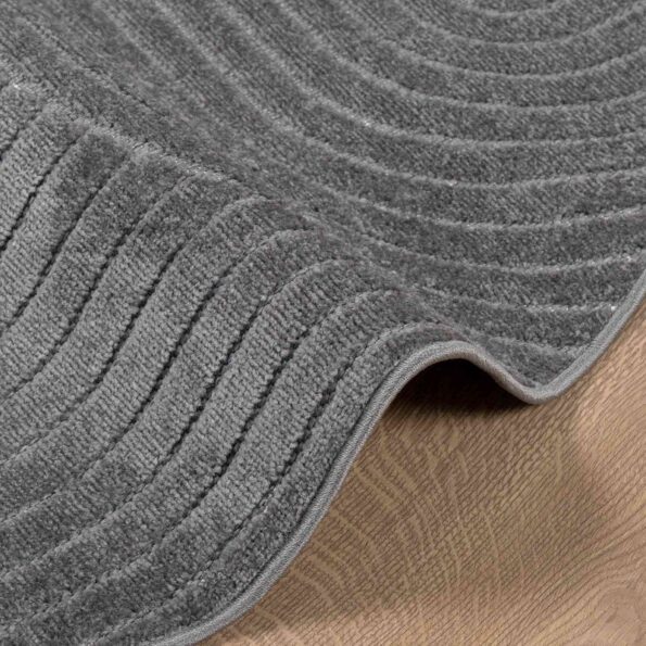 vidaXL Kusové koberce Okrúhly PALMERAS Antracit Ø 200 CM Polyester – Obrázok 6