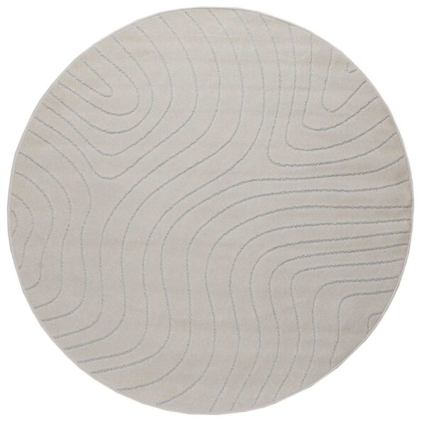 vidaXL Kusové koberce Okrúhly PALMERAS Krémová Ø 120 CM Polyester – Obrázok 2